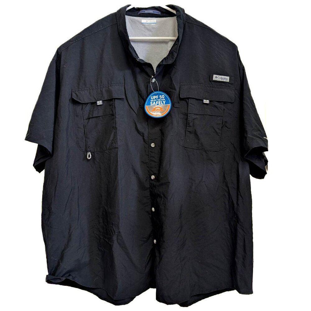 NEW Columbia PFG Bahama II Shirt Mens 6XL Black UPF 50 Big & Tall Fishing NWT